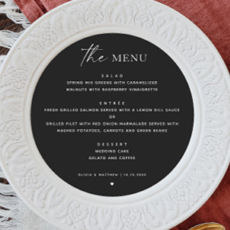 Black Modern Circle Wedding | Minimalist Round Menu