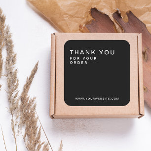 Black Modern Custom Business Thank You Square Sticker