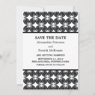Black Modern Deco Save the Date Invite