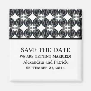 Black Modern Deco Save the Date Magnet