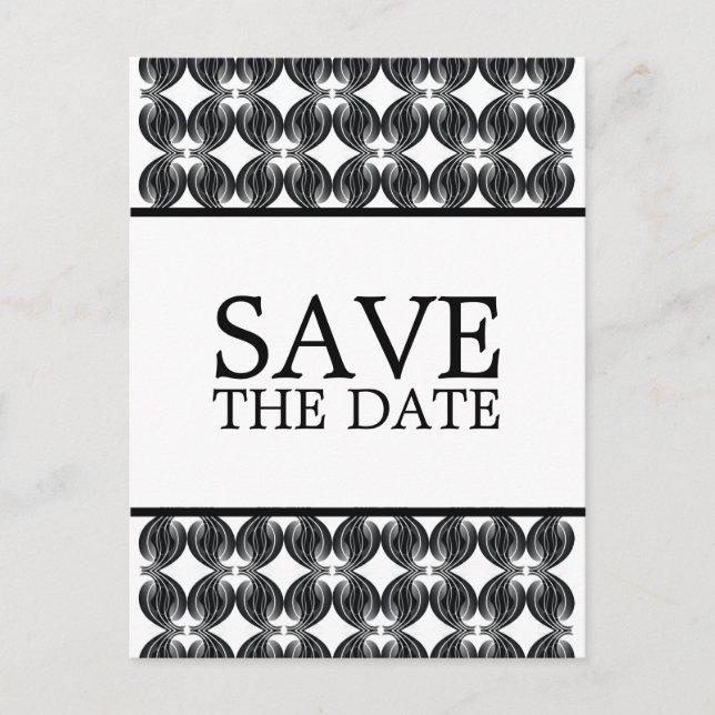 Black Modern Deco Save the Date Postcard (Front)