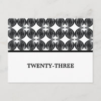 Black Modern Deco Table Number Postcard