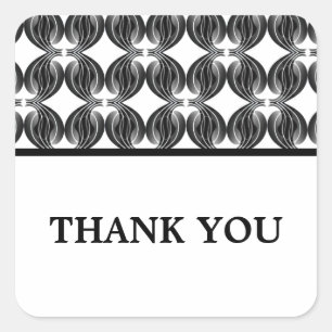 Black Modern Deco Thank You Stickers