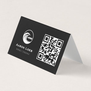 Black Modern Design Fold Business Card with QR Cod