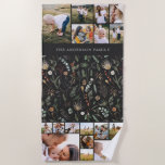 black modern elegant 17 photo botanical pampas bea beach towel<br><div class="desc">Black modern floral botanical elegant contemporary black moody stylish personalised 17 multi photo design</div>