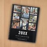 Black Modern Elegant 8 Photo Collage Template Name Planner<br><div class="desc">This minimalist black and white 2025 focus year planner features a sleek photo collage, perfect for creating your own vision for the year. With 7 photo spaces, personalised name, and a customisable year, it's ideal for families and individuals alike. Stay organised in style with this unique, modern, and trendy planner....</div>