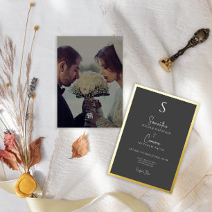 Black Modern Elegant Minimal Photo Wedding