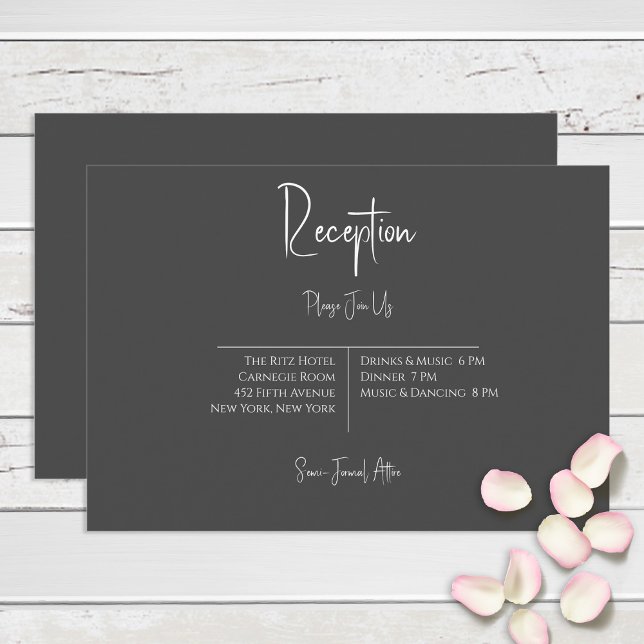 Black Modern Elegant Minimal Reception Wedding Enclosure Card (Creator Uploaded)