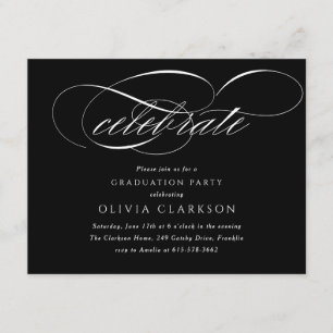 Black Modern Elegant Script Graduation Party Enclosure Card