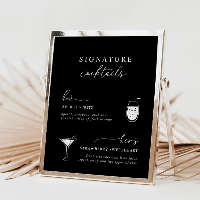 Black Modern Elegant Signature Cocktails Sign (Creator Uploaded)