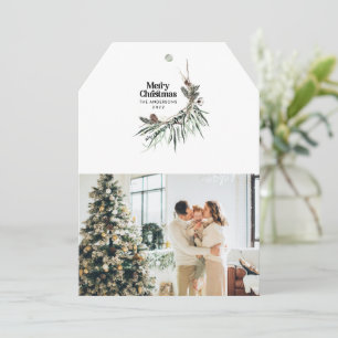 Black modern elegant watercolor botanical rustic h holiday card