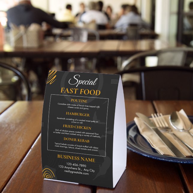 Black Modern Fast Food Menu Restaurant Sign (Insitu(Restaurant))