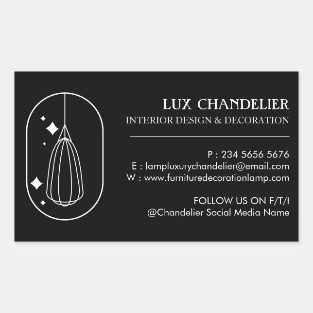 Black Modern Furniture Light Chandelier Lamp Rectangular Sticker (Front)