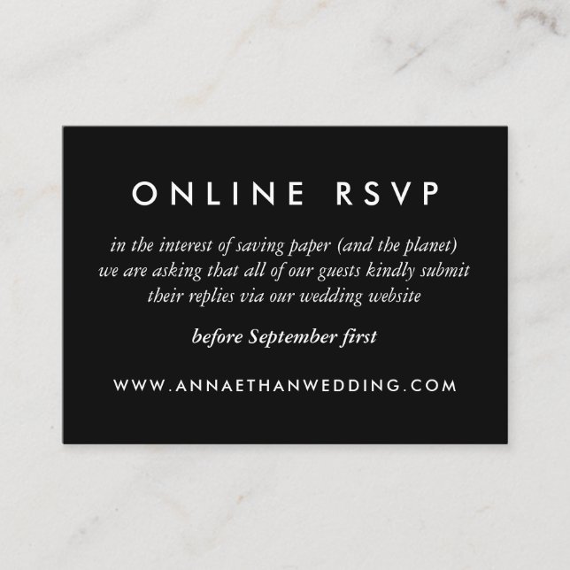 Black Modern Gold Rings Wedding Online RSVP Card (Front)