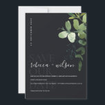 BLACK MODERN GREEN EUCALYPTUS FOLIAGE WATERCOLOR SAVE THE DATE<br><div class="desc">If you need any further customisation please feel free to message me on yellowfebstudio@gmail.com.</div>