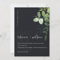BLACK MODERN GREEN EUCALYPTUS FOLIAGE WATERCOLOR