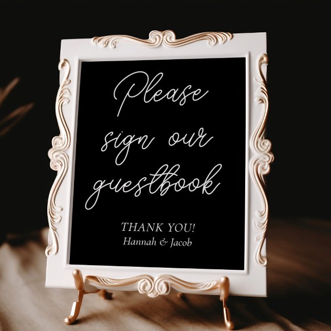 Black Modern Guestbook Wedding Sign (Creator Uploaded)