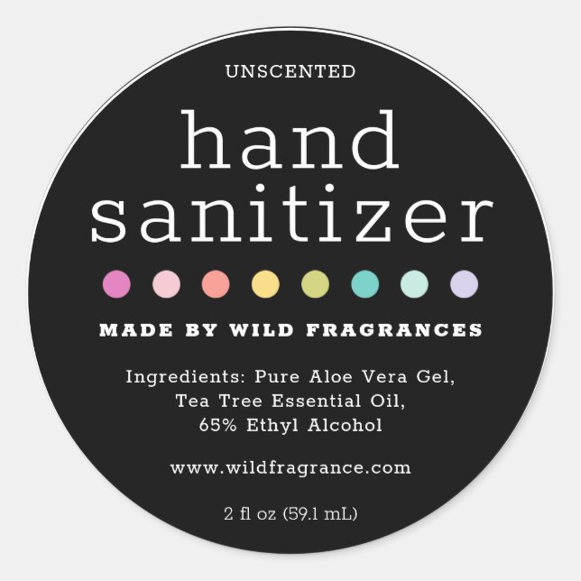 Black Modern Hand Sanitizer Soap Brand Label (Front)