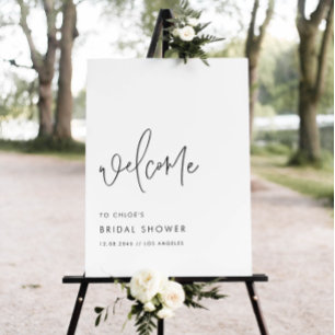 Black Modern Handwriting Script Bridal Shower Poster