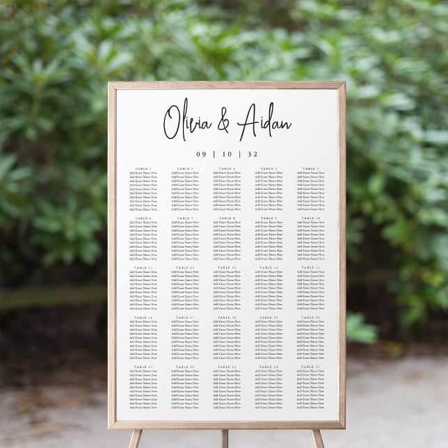 Black Modern Handwritten XL Wedding Seating Chart (Creator Uploaded)