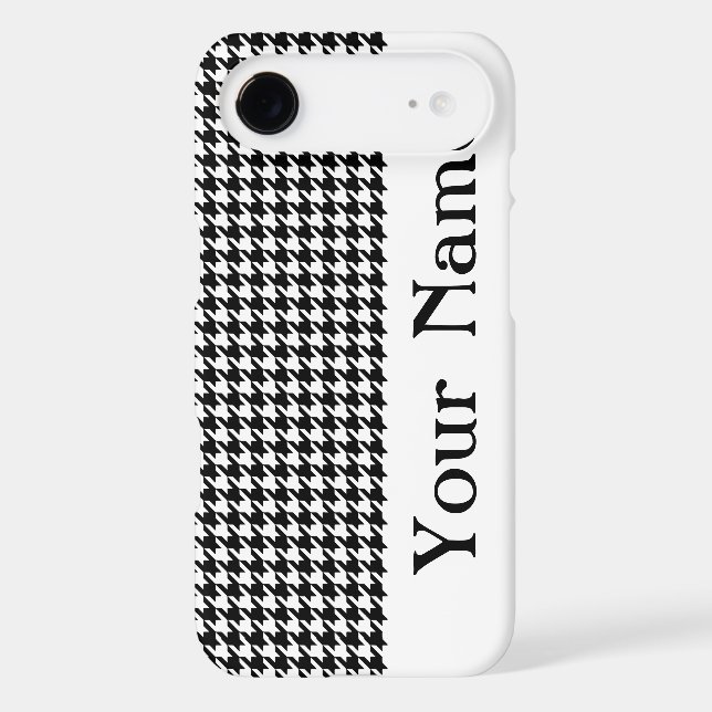 Black Modern Houndstooth with name Case-Mate iPhone Case (Back)