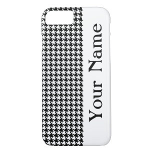 Black Modern Houndstooth with name iPhone 8/7 Case
