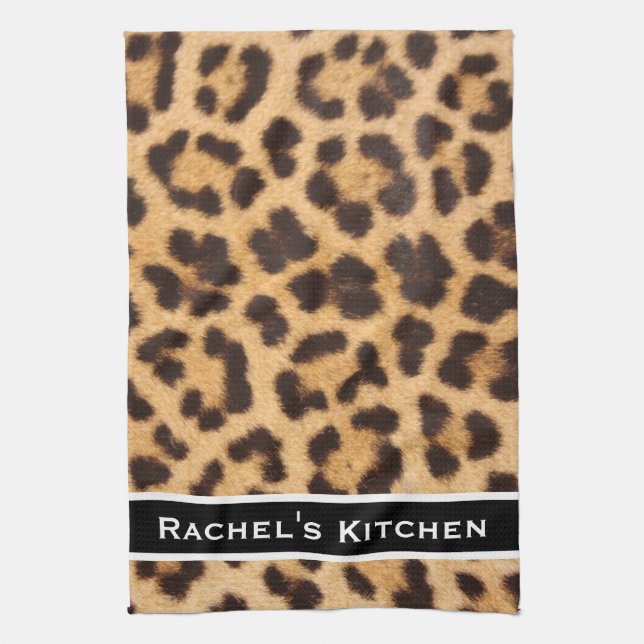 Black Modern Leopard Print Kitchen Towels Towel (Vertical)