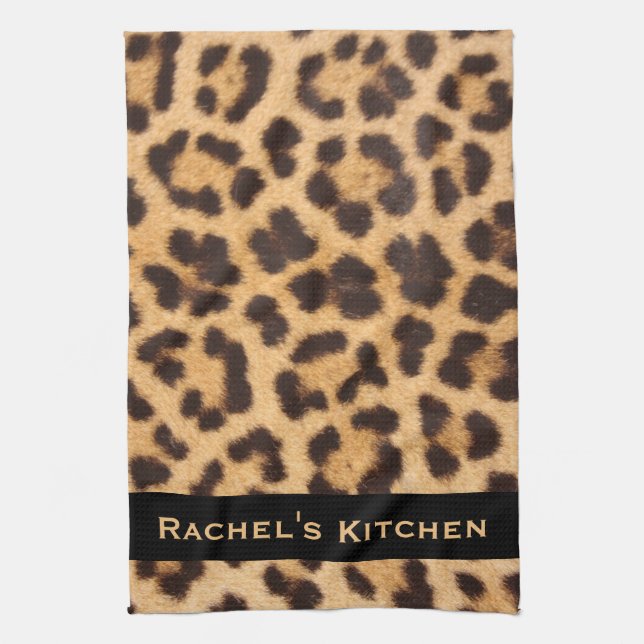 Black Modern Leopard Print Kitchen Towels Towel (Vertical)
