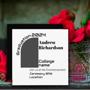 Black  modern letter white graduation Flat Card