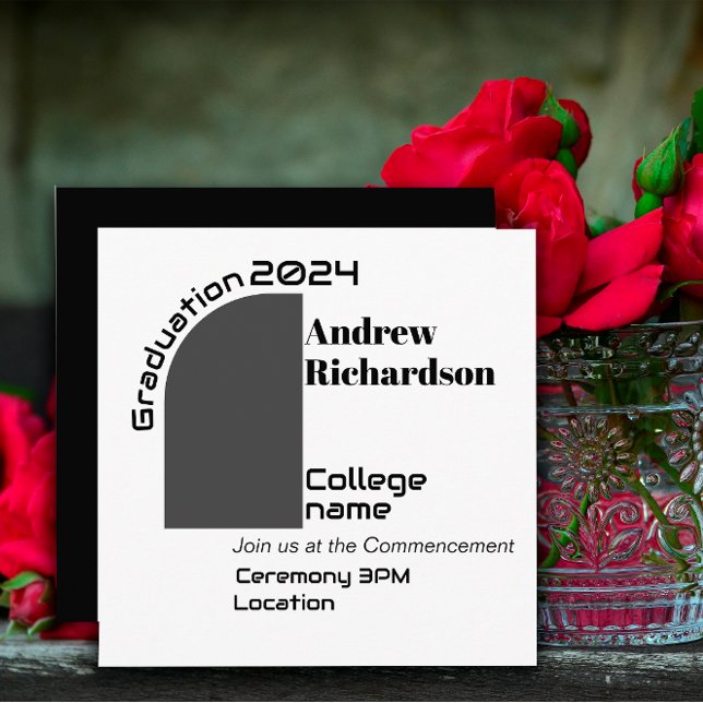 Black  modern letter white graduation Flat Card (Creator Uploaded)