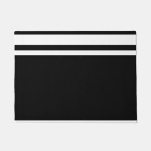 Black : Modern Lines in White Doormat