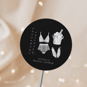 Black Modern Lingerie Bridal Shower Classic Round Sticker