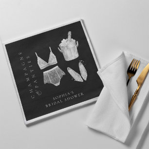 Black Modern Lingerie Bridal Shower Napkin