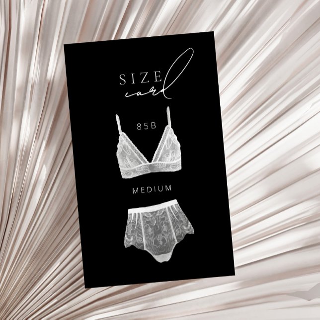 Black Modern Lingerie Bridal Shower Size Enclosure Card (Creator Uploaded)