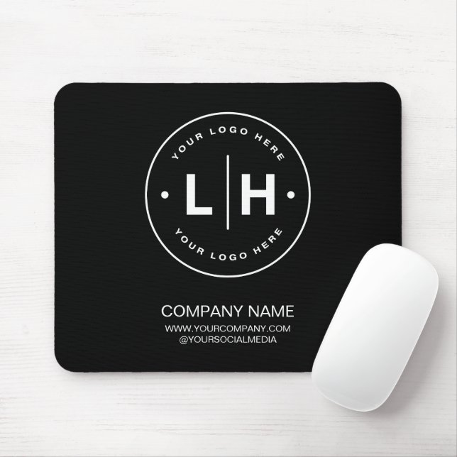 Black Modern Logo Personalised Mouse Pad (With Mouse)