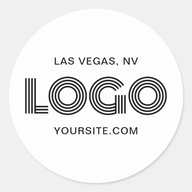 Black Modern Logo Promo Classic Round Sticker (Front)