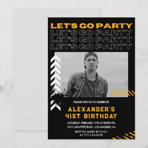 Black Modern Men Photo 41st birthday Invitation