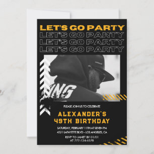 Black Modern Men Photo 49th birthday Invitation