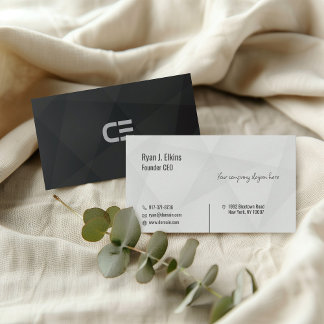 Black Modern Minimal Founder & CEO Business Card