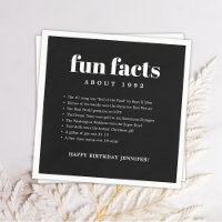 Black Modern Minimal Fun Facts Birthday Year