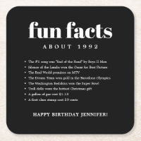 Black Modern Minimal Fun Facts Birthday Year