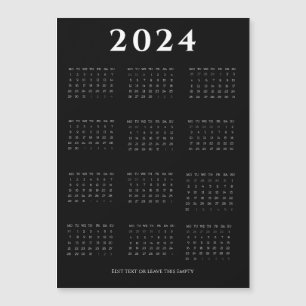 Black, Modern, Minimalist 2024 Calendar