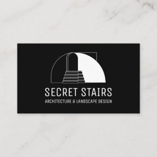 Black Modern Minimalist Architecture Stairs Business Card