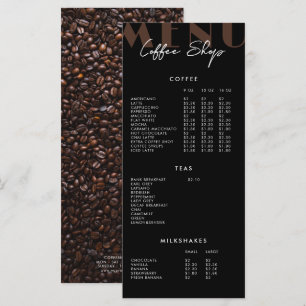 Black Modern Minimalist Coffee Shop Menu