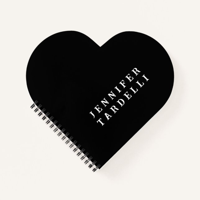 Black Modern Minimalist Elegant Your Name Notebook (Front)