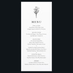 Black Modern Minimalist Floral Bouquet Wedding Menu<br><div class="desc">Customisable minimalist wedding menu card. It features a black modern floral bouquet line art with a pinstripes pattern. Personalise by adding date and meal choice. This minimalist floral menu card is perfect for weddings,  baby showers,  bridal showers,  birthdays,  and so much more.</div>