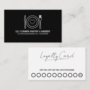 Black Modern Minimalist Food Business Reward Loyalty Card
