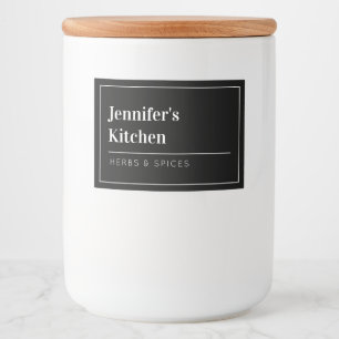 Black Modern Minimalist Kitchen Food Label