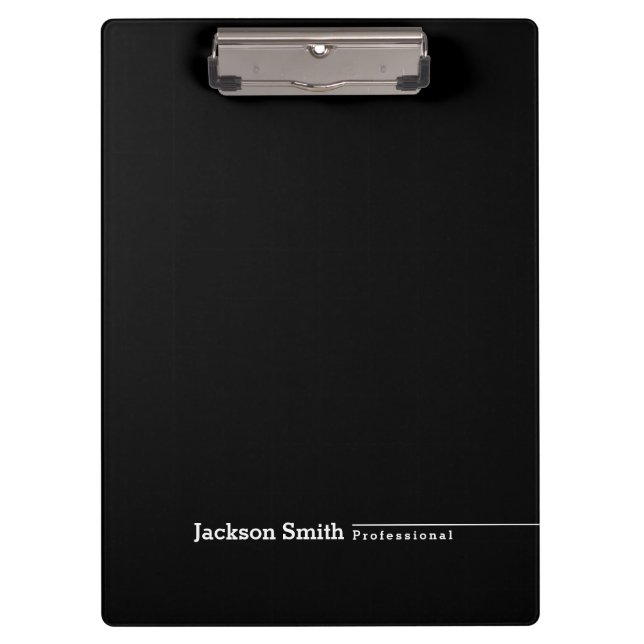 Black modern minimalist personalised name clipboard (Front)