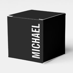 Black Modern Minimalist Personalised Name Favour Box